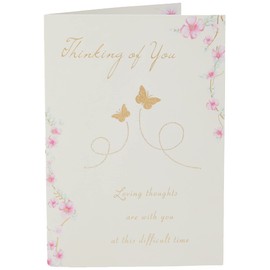 BEAUTIFUL GLITTER COATED FLOWERS THINKING OF YOU SYMPATHY GREETING CARD