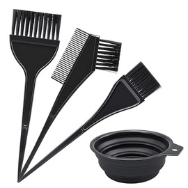 Hair Coloring Dyeing Kit, 4 PCS Hair Dye Brushes Tools Color Mixing Bowl and Brush for DIY Home Salon (Black)