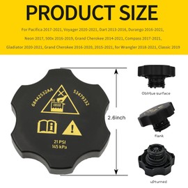 Ongfuwu Car Radiator Coolant Reservoir Cap, Auto Radiator Coolant Reservoir Cover Replacement, Compatible with Ram 2013-2021, Durango 2016-2021, 68442532AA 68249136AA 53479332 Car Accessories