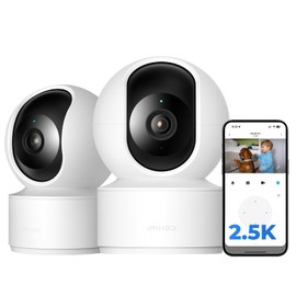 IMILAB C21 2 Pack 2.5K Security Camera Indoor, 360° View Indoor Cam for Home Security, Room Camera for Baby/Kids/Pet, Plug-in Dog Cam with Phone app, Night Vision, 2.4Ghz WiFi
