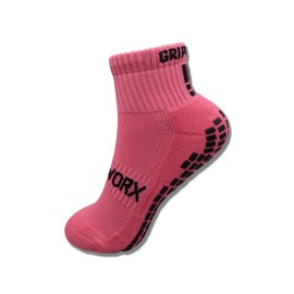 Gripworx Ankle Grip Socks Football, Soft Fabric, Breathable, Anti Blister, Non-Slip Athletic Socks for Men, Women, Tennis, Rugby, Small, Pink