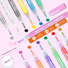 12 Acrylic Paint Pens for Rock Painting 0.7mm Extra Fine Tip Paint Markers, Premium Acrylic Paint Pens for Mug, Ceramic, Metal, Glass, Easter Eggs, Wood, Art Supplies for Acrylic Paint Pens (0.7)