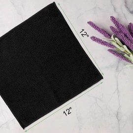 UNIMADE Washcloths - 20 Pack - Face Towels (12" x 12"), Highly Soft Wash Cloths and Hand Towels, Fast Drying Multi-Purpose Microfiber Cleansing Cloths for Bathroom, Hotel, Spa, and Salon - Black