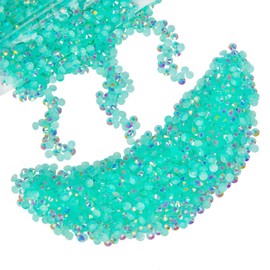 qiipii 5000PCS 4mm Aquamarine Green AB Resin Rhinestones for Crafting Water Green AB Flatback Jelly Stones Gems Bulk SS16 Diamonds Charms Supplies for Nails Face Eyes Makeup Tumblers Bottles Crafts