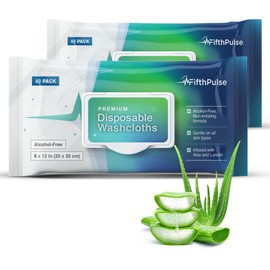 Disposable Body Wipes For Adults 80 Count (2 x 40 Packs) - Premoistened Washcloths For Elderly Bathing Infused With Aloe and Lanolin -Alcohol-Free Adult Wet Wipes, Extra Large 8” x 12” Wash Cloth