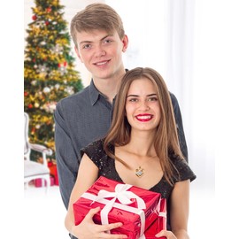 THECEROS Gifts for Girlfriend, Gold Necklace for Women, Sterling Silver Birthstone Heart Necklaces Dainty Birthday Valentines Jewelry Gifts for Women Wife Mom Daughter Her