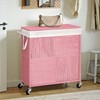 WOWLIVE Double Laundry Hamper with Lid, Handwoven Rolling Laundry Basket