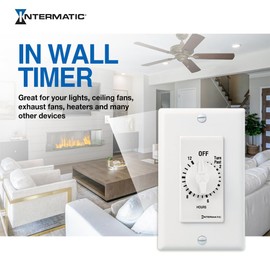 Intermatic SW12HWK 12-Hour Spring Wound Timer, White - Energy Efficient Control for Lighting and Appliances - No Electricity Needed, Easy Installation for Homes and Offices