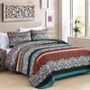 DJY Boho Quilt Set Queen Size, 3 Piece Bohemian Striped