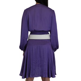 FASHIONGEN - Wide leather belt for women with round crossed buckle SOLAINE, White (silver buckle)