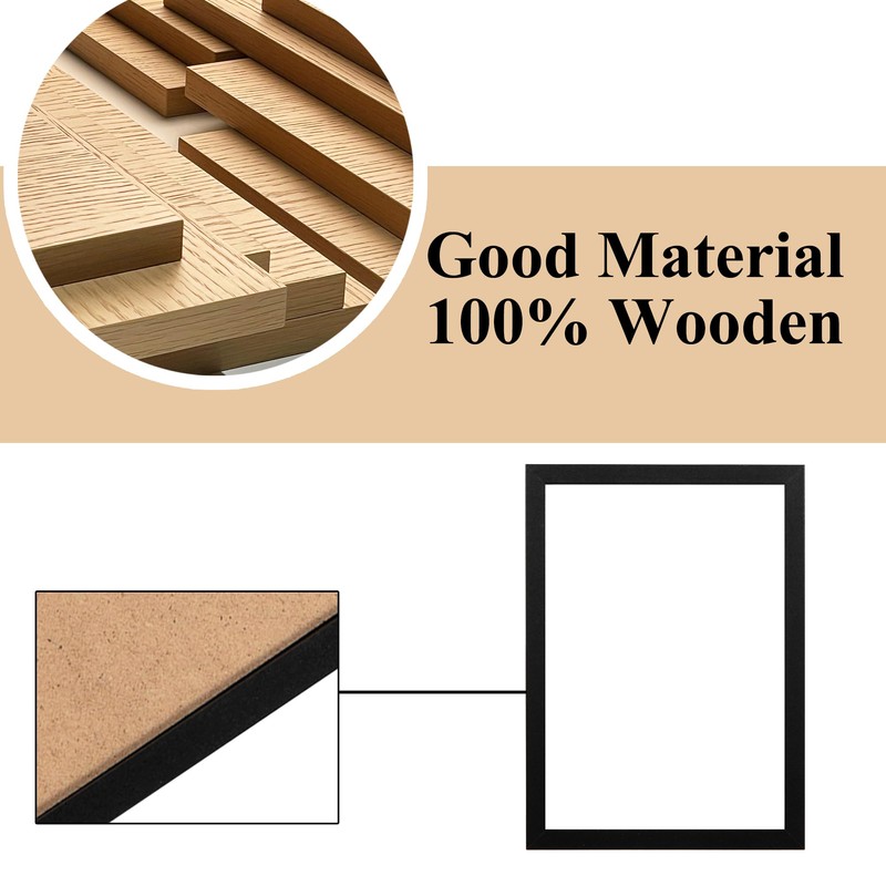 1 Pack A5 Frame Black, Wooden A5 Photo Frames, Black