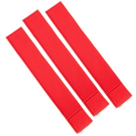 24" x 4" Rubber Bar Top Spill Mat | Professional Bartender's Essential Non-Slip Drink Cocktail Mixing Service Mat for Industrial and Home Kitchen Counters (Red, 3)