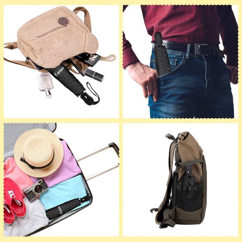 GAOYAING Automatic Mini Umbrella for Travel With Case,Compact Small Umbrella
