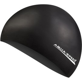 Aqua Speed Swimming Cap for Men and Women, Swimming Cap, Thin Swimming Cap, Swimming Cap, Waterproof, Black 07, Soft Latex