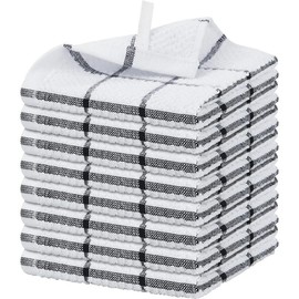 8 Pack Kitchen Dish Rags, Cotton Dish Cloths for Washing Dishes,Quick Drying Kitchen Towels,12x12 Inches,Black Plaid - Color: black, Size: 8PCS - 12 x 12 in