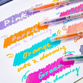 Esoes 24 Colors Dual Tip Highlighters Glitter Color Changing Highlighter Markers, Dual Tip Highlighter Markers Chisel and Fine Tips Quick Dry for Colouring, Underlining, Highlighting, Journaling