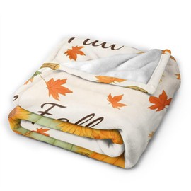 Hello Fall Pumkin Blanket Farmhouse Autumn Harvest Throw Blanket Maple Leaf Soft Cozy Fleece Fuzzy Stuffed Plush Flannel Gifts for Girls Women Boys Kids Adults 40''x50''