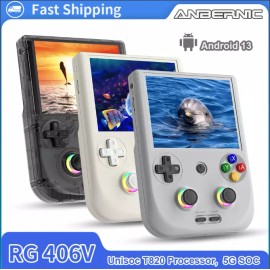 ANBERNIC RG406V Retro Game Console Android 13 WI-FI Console 4" Display 5500mAh - Gray, No Game Card