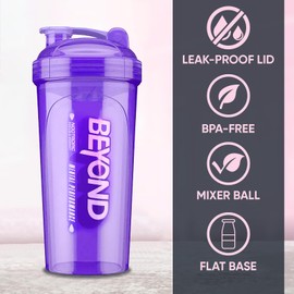 Bodyplus Beyond Protein Shaker Bottle 700ml – Leak-Proof Protein Shaker with Stainless Steel Whisk Ball & Built-In Storage for Powder & Pills – Pre Workout Water Bottle for Gym, Fitness & Travel