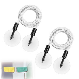 ZAHD Pack of 2 Adjustable Windproof Rope Washing Line Travel Clotheslines with Hooks and Suction Cups Can Be Used Without Clothes Pegs, Ideal for Camping Vanlife and Backpacking (White)