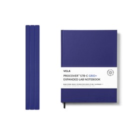 Vela Sciences S7B Expanded ProCover Lab Notebook, 9.25 x 11.75 in (23.5 x 30 cm), 144 Pages, Blue Synthetic Leather, Permanent Bound, 70lb Heavyweight Paper (3-Pack, Grid +)
