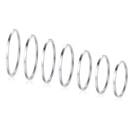 FOCALOOK Plain Ring Set 1 mm Thin Mid Finger Band Rings 7 Pcs Knuckle Rings for Women Thumb Stacking Rings Size 4-10