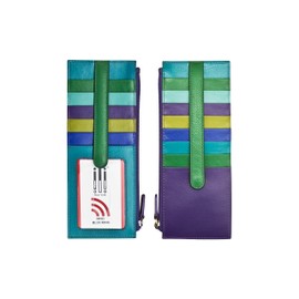 ili New York Long Double Sided Slim Wallet, RFID Blocking Card Holder with ID Window and Side Zip Pocket for Men and Women, Cool Tropics