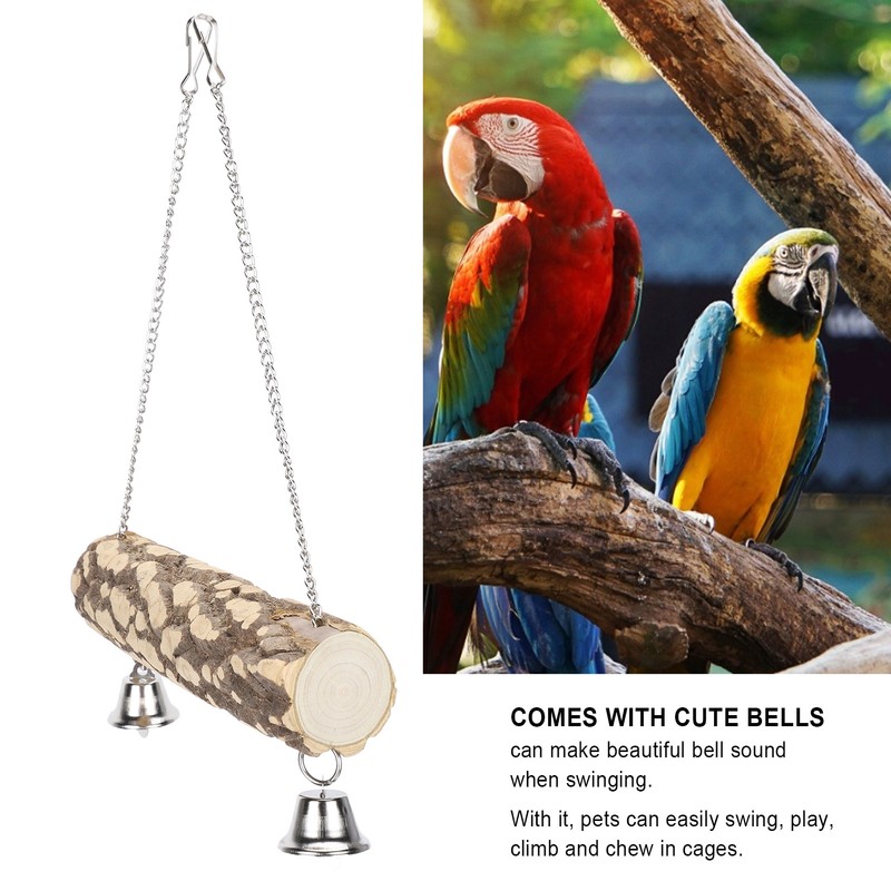 2pcs Pet Birds Parrots Wooden Swing Stand Bar Safety Toy