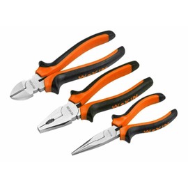 TOOLSTEK WOKIN 3pcs Pliers Set Heavy Duty 6'' Long Nose 6'' Diagonal Cutter Plier 7'' Insulated Combination Pliers Soft Grip Handle Tools Combination Cable Wire Cutting Pliers, Red
