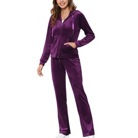 MessBebe Womens Velour Tracksuits Set Sweatsuit Hoodie Top and Jogging Pants Casual Loungewear 2 Piece Sportswear