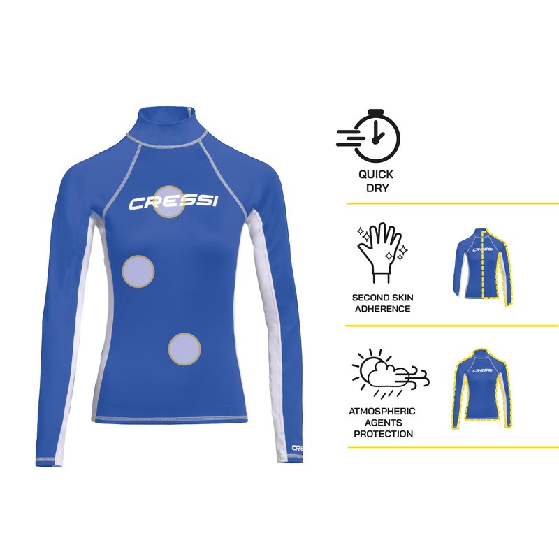 Cressi Women's Lycra Skin Long Sleeve Rash Guard UV Sun
