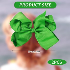 2Pcs Bow Hair Clip, Big Bow Hairpin Ribbon Clips Hairs, Vintage Big Ponytail Holder Accessories, Hair Bows for Women Girls Birthday Christmas Gifts,Green