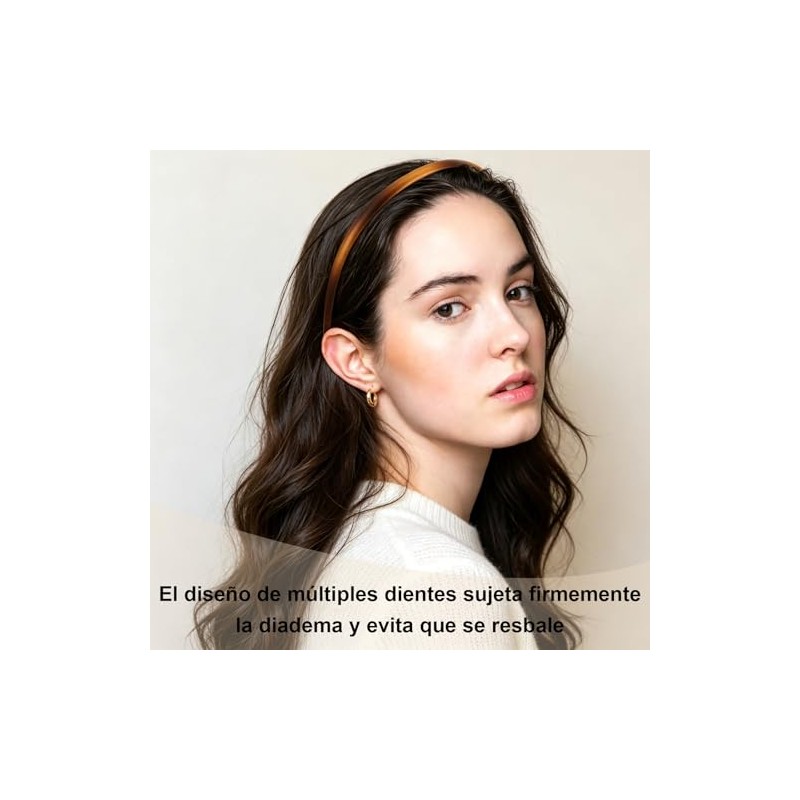 6 Pcs Diadema de Plástico Fina, Elástica y Sin Presión