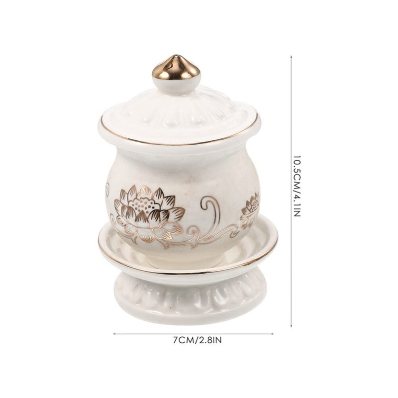 HOMSFOU Ceramic Altar Cup Buddhist Water Offering Bowl 2pcs Ceramic