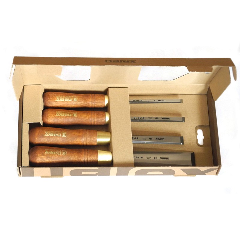 Narex Premium Bevel Edge Chisel Set with Stained Hornbeam Wood