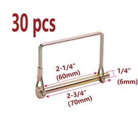 Semetall 30PCS Square Pto Shaft Locking Pin 1/4" x 2-3/4" Hitch pin Trailer Pin –Safety Coupler Pin for Farm Trailers Wagons Towing, Lawn, PTO and Hitches(1/4 Trailer Coupler Pin)
