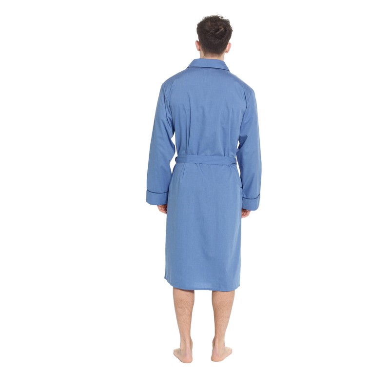 INSIGNIA Mens Plain Woven Lightweight Cotton Poly Dressing Gown Robe