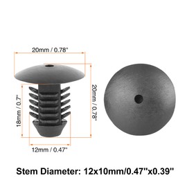 X AUTOHAUX 20 Pieces Car Plastic Bolts Rivets Mudguard Clips 12 mm Hole Diameter Black