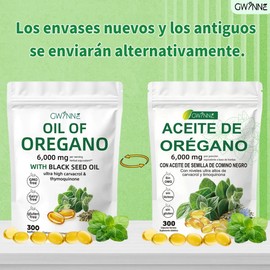 Gwynne Aceite De Orégano Cápsulas Oil Of Oregano Blandas 6000mg Por Dosis 300 Cápsulas 2pcs