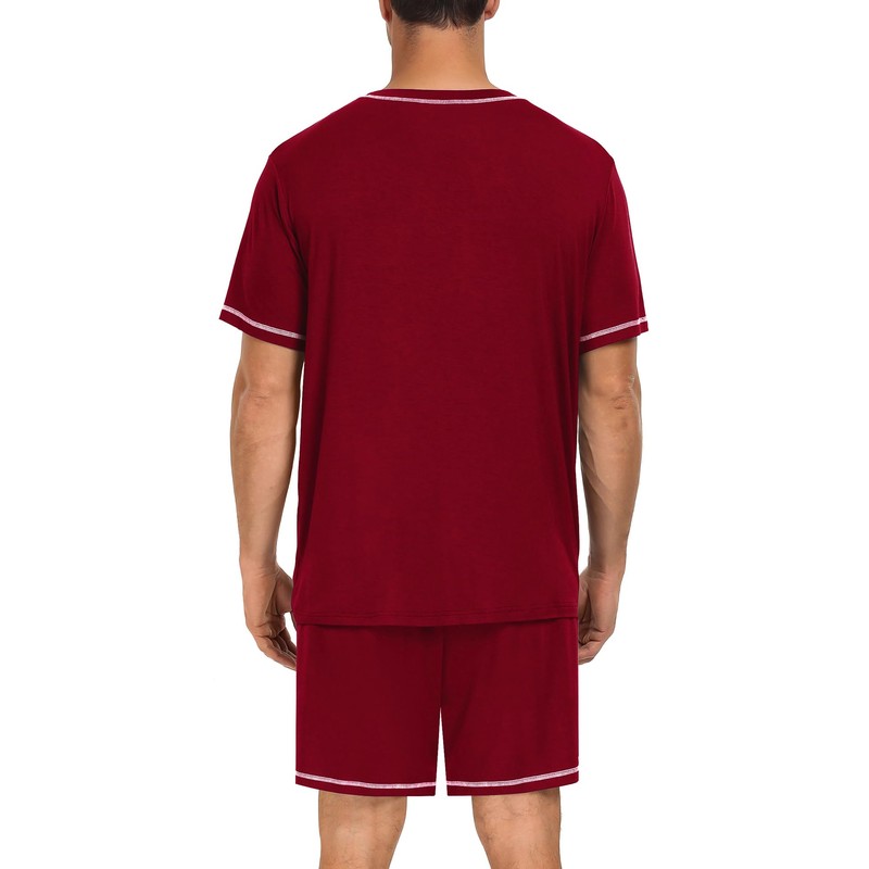 SWOMOG Men Modal Pajamas Set Comfy Sleepwear Short Sleeve Pjs