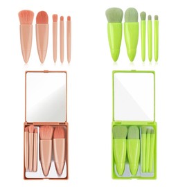 FENQURO Reise Make up Pinsel Set, 10 teiliges Mini Komplettfunktions Kosmetikpinsel Set mit Spiegel für Lippenpinsel Foundation Blending Powder Brush Mini Gesichtskosmetik Make up Pinsel Set