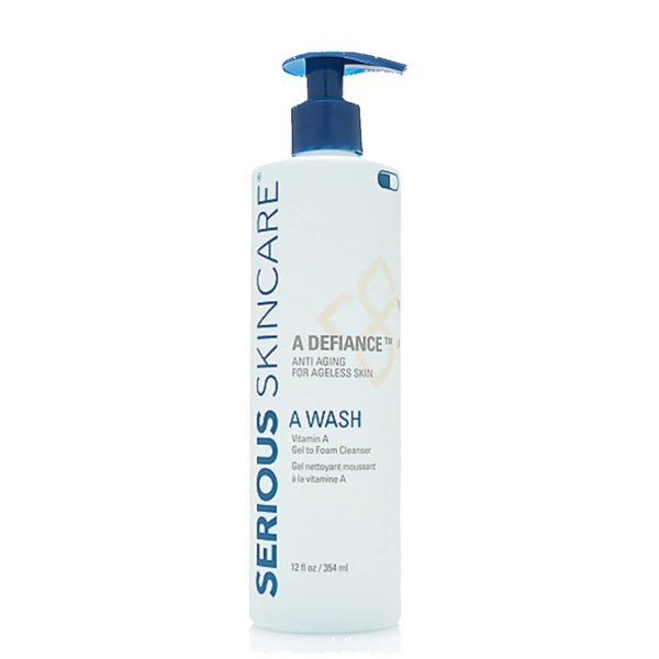 Serious Skincare A Defiance A Wash Vitamin A Gel-to-Foam Cleanser for Ageless Skin - Retinol - Papaya Fruit & Sugarcane Extract - 12 oz.