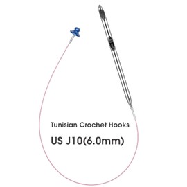 J10/6mm Interchangeable Tunisian Crochet Hooks Set with Cable 24" Aluminum Crochet Hooks 6 Inch Long Crochet Hooks for Beginners Ergonomic Afghan Tunisian Crochet Hooks