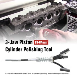 Ollanoos 19-64mm 3-Jaw Piston Cylinder Polishing Tool, Polishing Tool Flexible Shaft Car Engine Piston Cylinder Hone