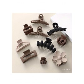 10pcs Large Frosted Hair Claws, Assorted Matte Non-Slip Hair Clips, Strong Grip Clips For Thick Hair, Versatile Styles Hair Accessories For Sports, And Occasions(3.6/4.3 Inch) (Small Medium Large)