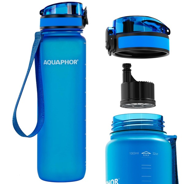 Nakii Filtered Water Bottle, Leakproof, BPA-Free, Motivational Markings, Travel, Everyday