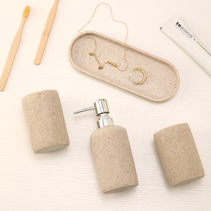 Bathroom Accessories Set, Bathroom Organizer Countertop, Soap Dispenser and Toothbrush