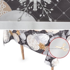 Washable Christmas Oilcloth Tablecloth 100 x 140 cm Cut Edge Anthracite Oilcloth