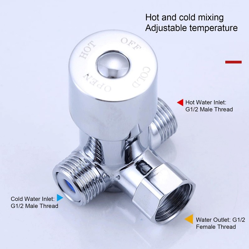 Brass Hot Cold Water Mixing Valve, G1/2 Faucet Temperature Mixer