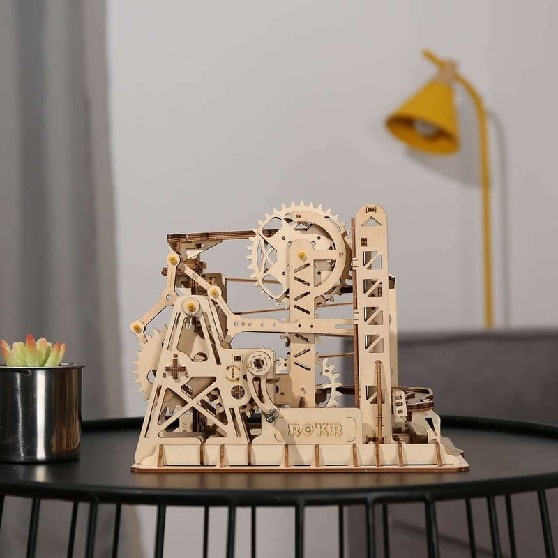 ROKR Marble Roller Coaster Clockwork Mechanical 3D Puzzle Game Woodcraft